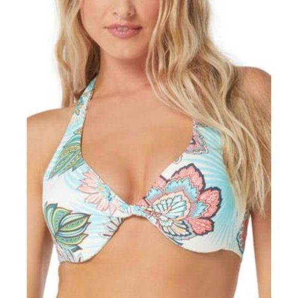 NWT Coco Reef VERSO BRA SIZED TWIST REVERSIBLE UNDERWIRE BIKINI TOPBlue 34D